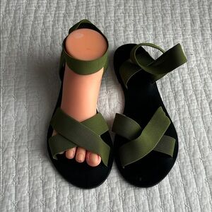 Silence + Noise Olive Green Strappy Sandals